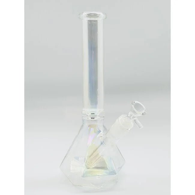 Diamond Shape Shiny Glass Waterpipe 21cm - Greenhut