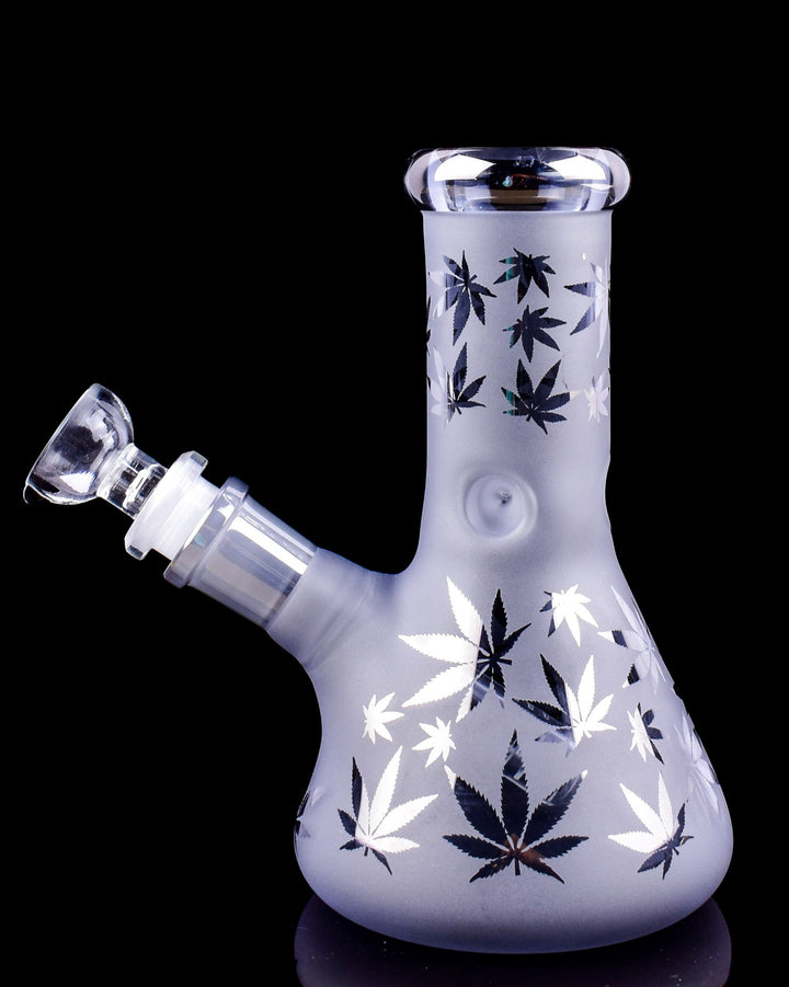 Electroplated Patterns Frosted Mini Beaker Shape Waterpipe 14cm