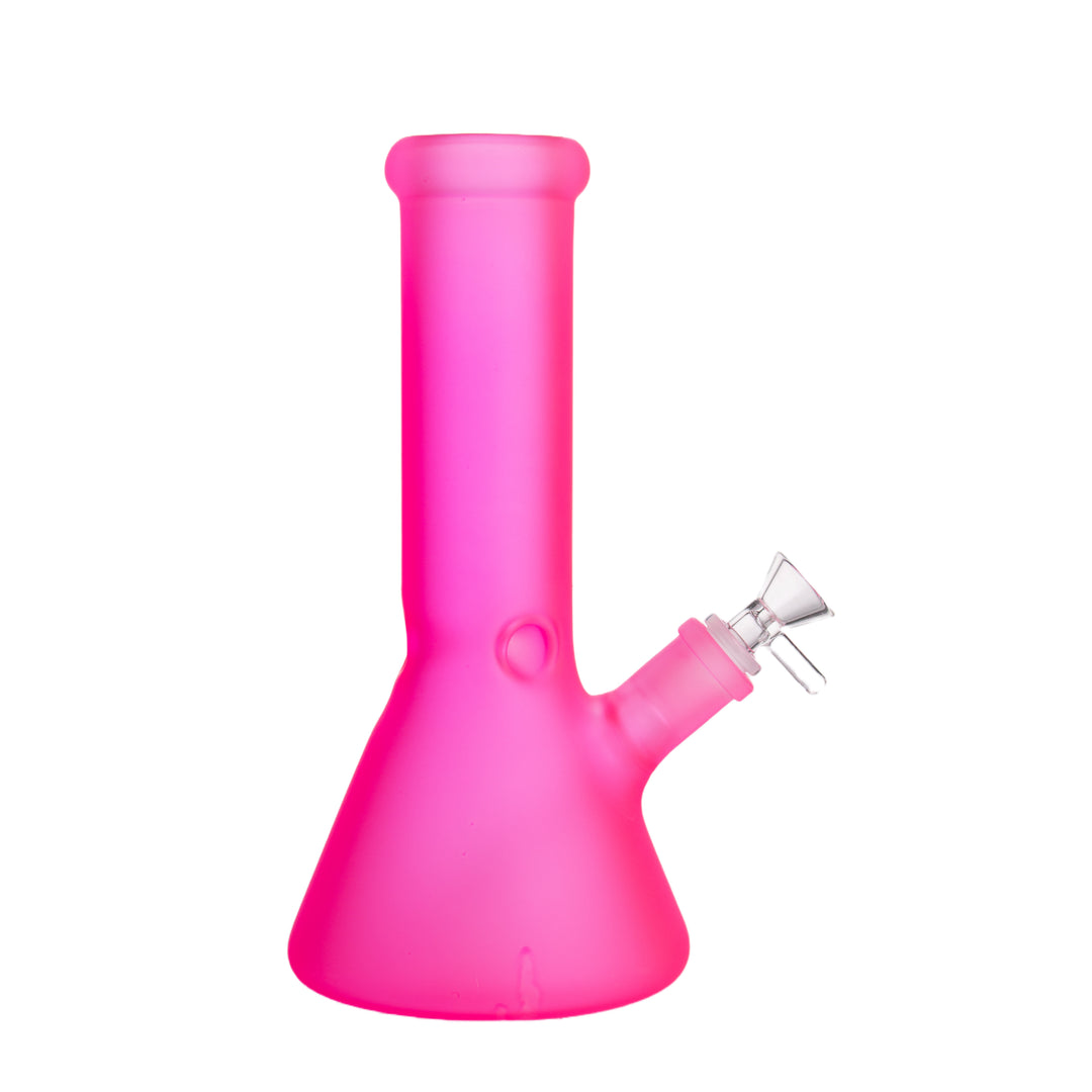 Frosted Glass Pink Colored Beaker Base Waterpipe 26cm