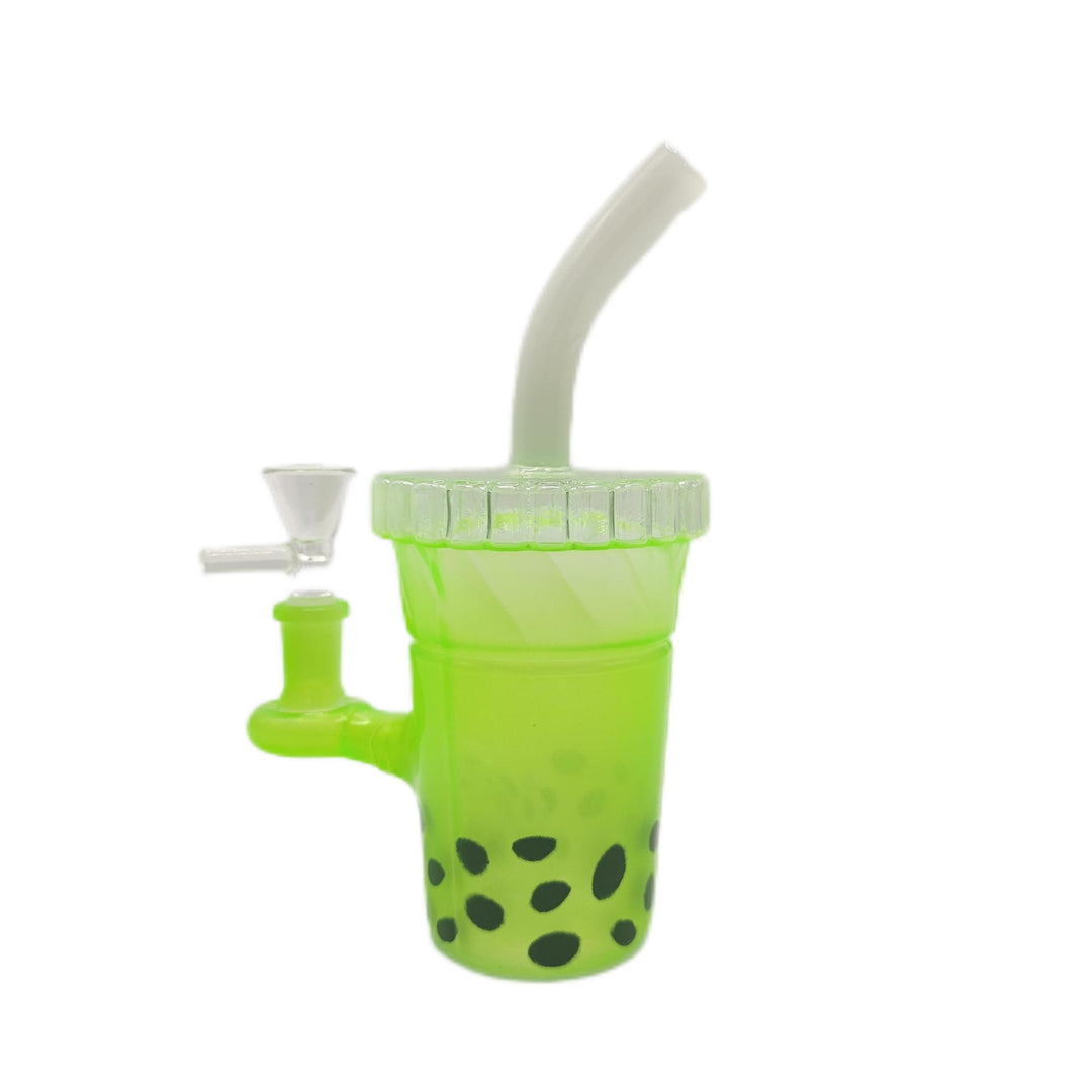 Colored Milk Tea Cup Shape Glass Waterpipe 15.5cm