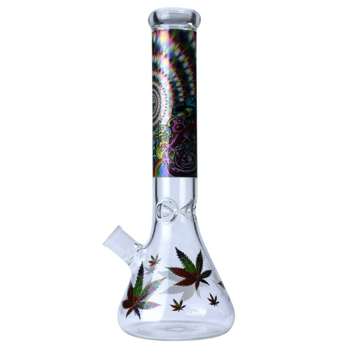 Leafy Pattern Glass Beaker Shape Waterpipe 35cm