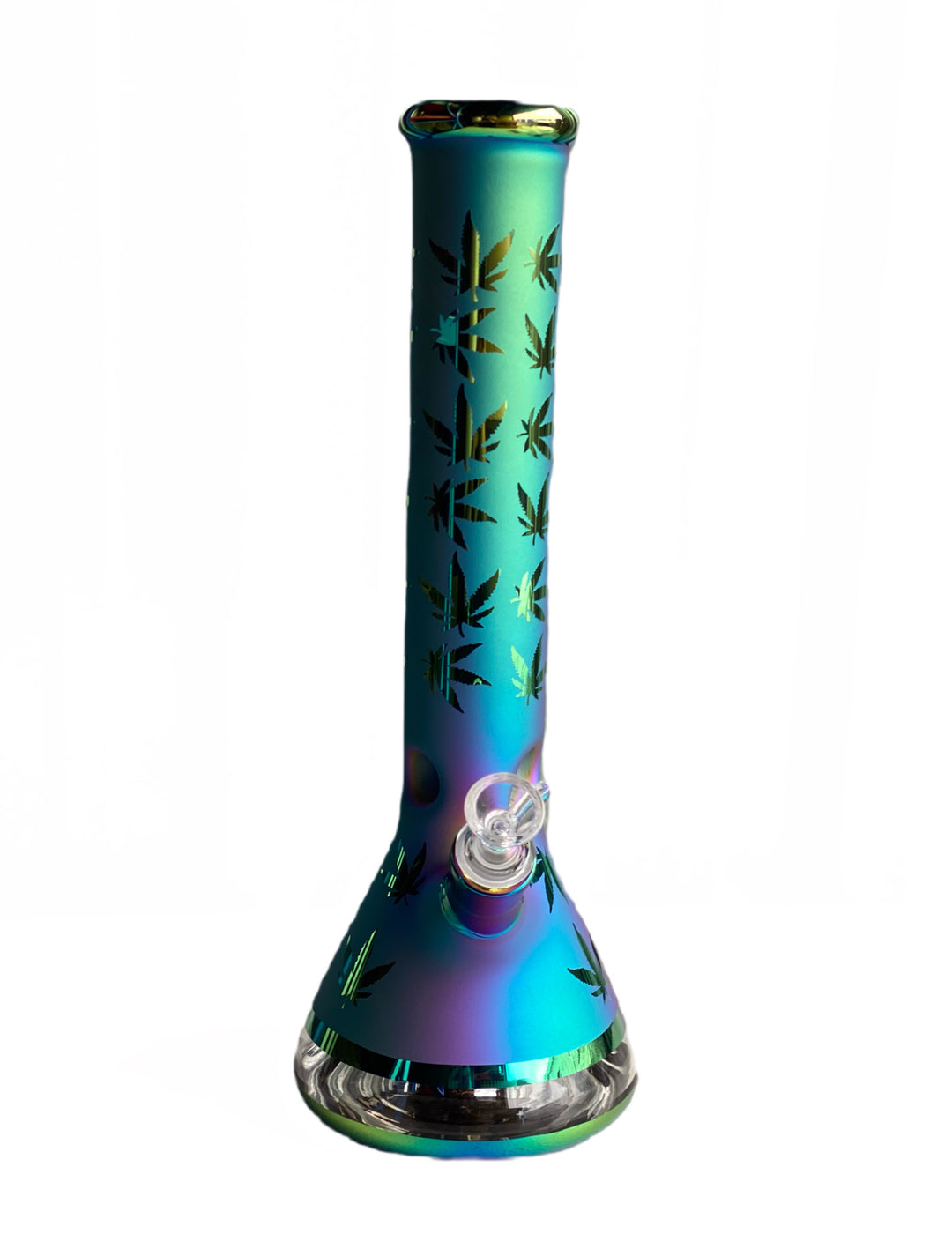 Shiny Coloured Leaf Beaker Base  Glass Waterpipe 35cm