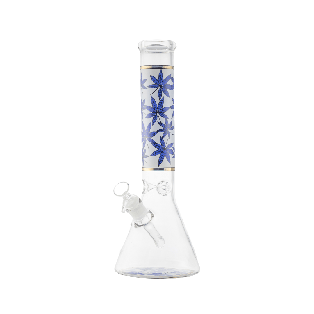 Leafy Pattern Colored Glass Waterpipe 32cm - Greenhut