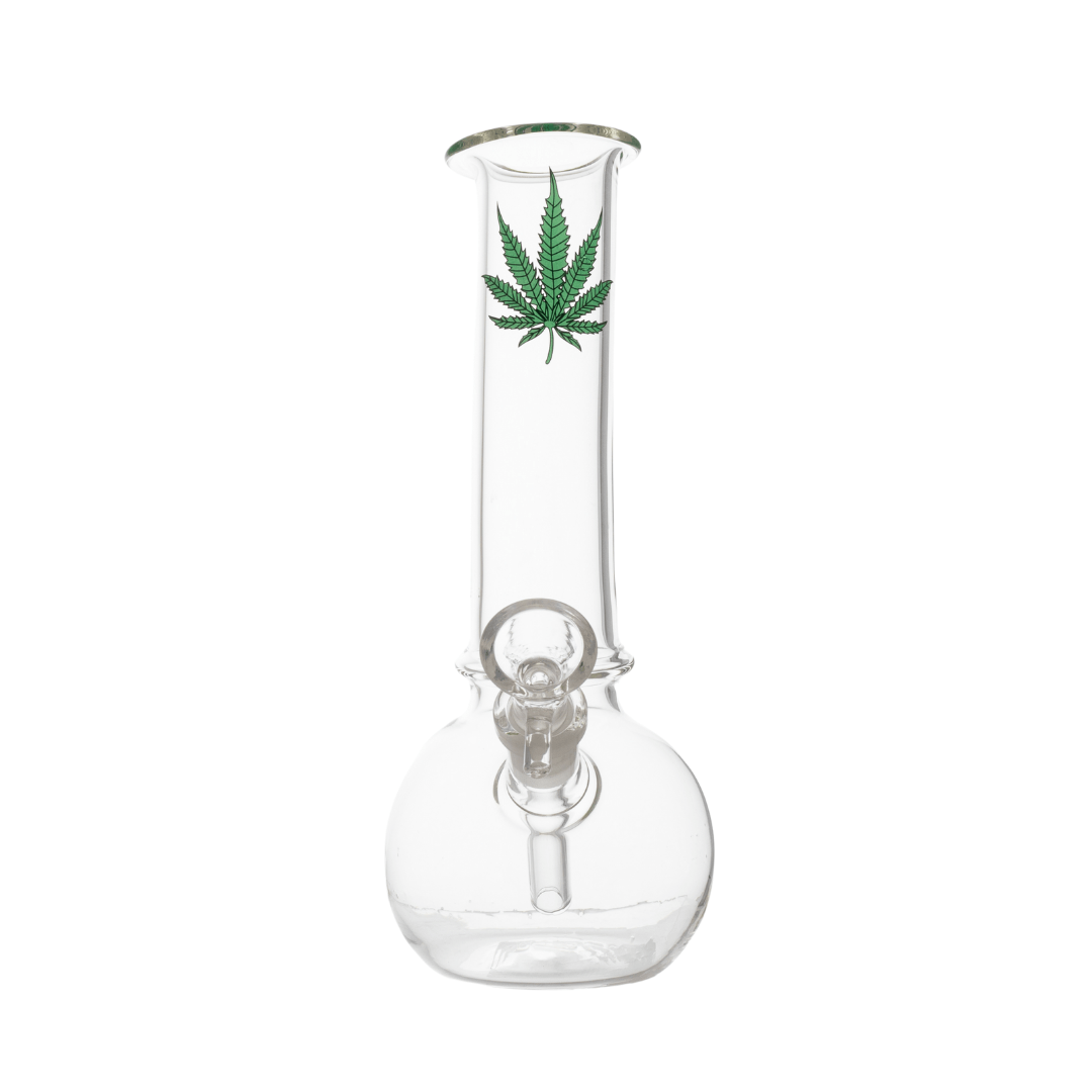 Leafy Clear Round Base Waterpipe 20cm - Greenhut