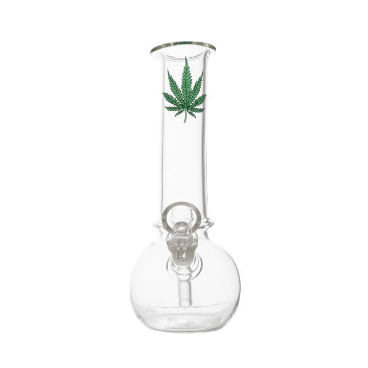 Leafy Clear Round Base Waterpipe 20cm - Greenhut