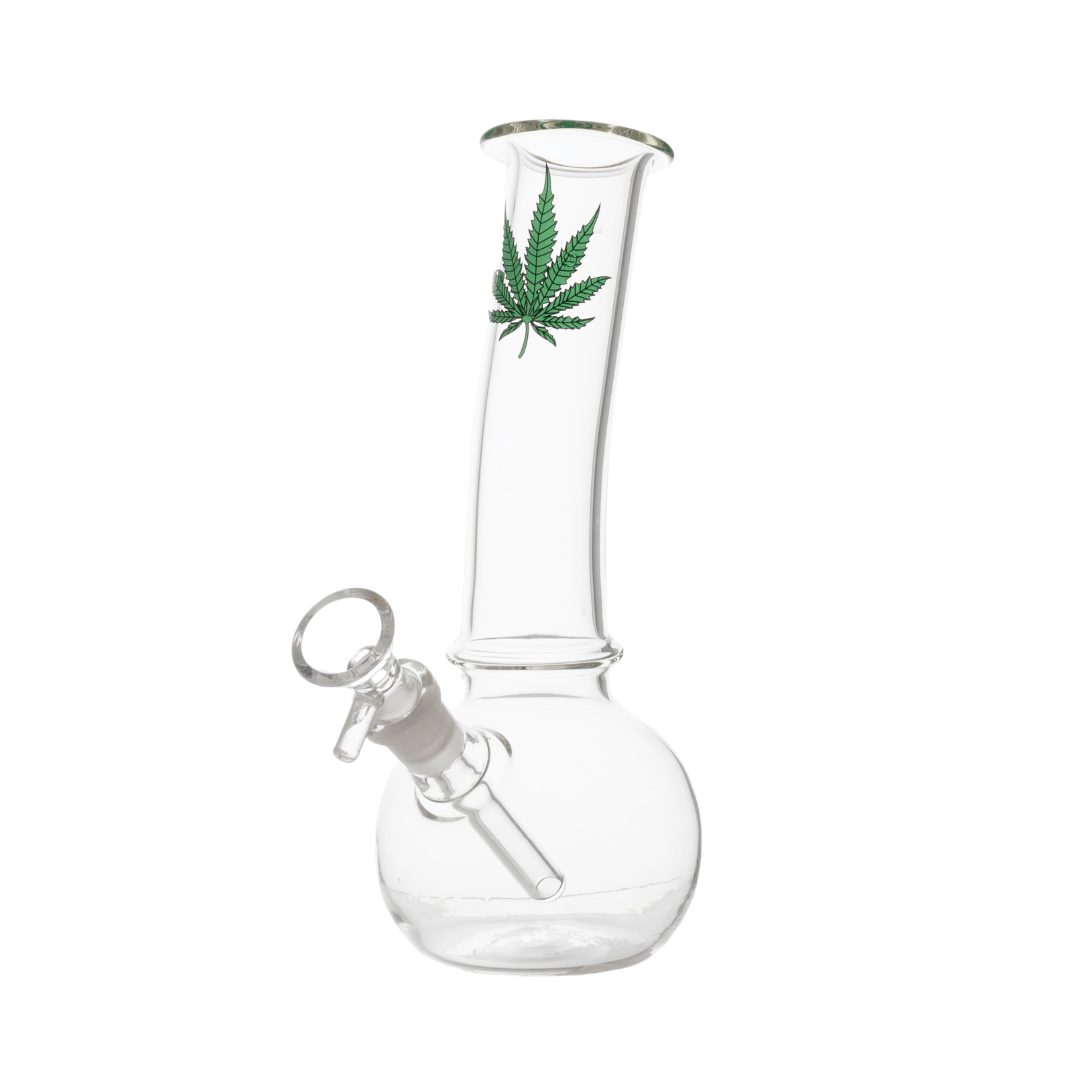 Leafy Clear Round Base Waterpipe 20cm - Greenhut