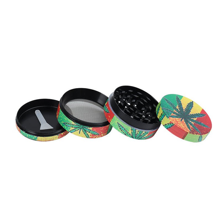 Multi Colored Leaf Pattern Aluminium Grinder - Greenhut