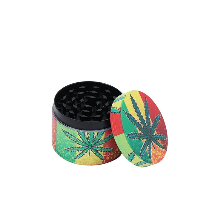 Multi Colored Leaf Pattern Aluminium weed Grinder - Greenhut