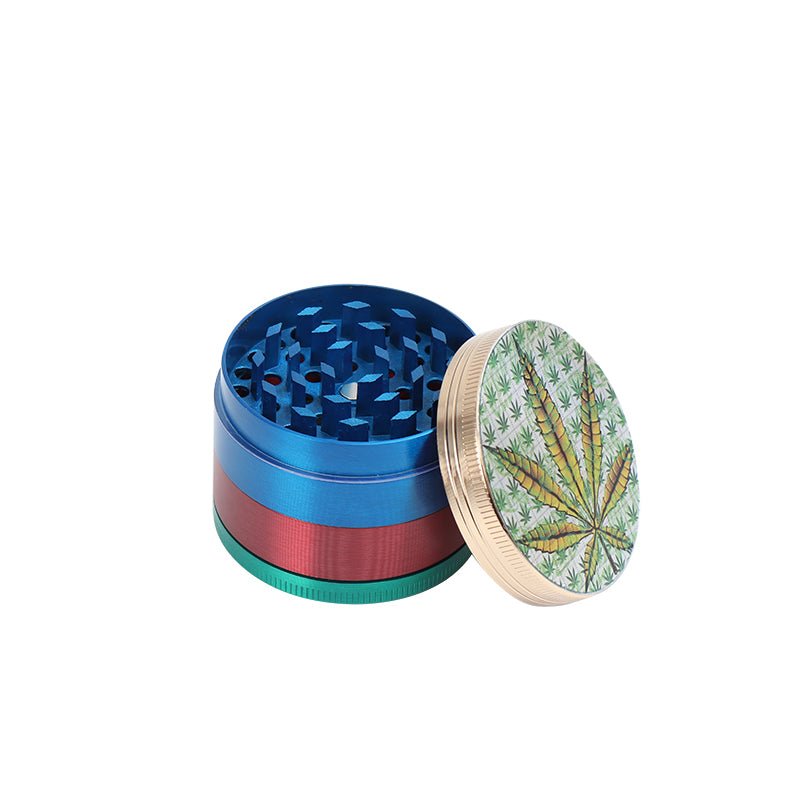 Multi Colored Leaf Pattern Aluminium herb Grinder - Greenhut