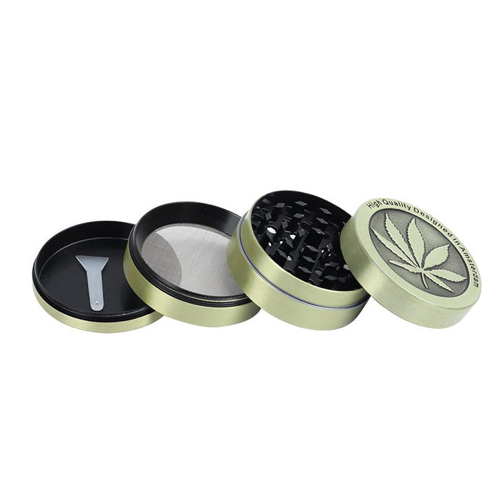 Solid Color Leafy Pattern Aluminum Alloy Grinder weed