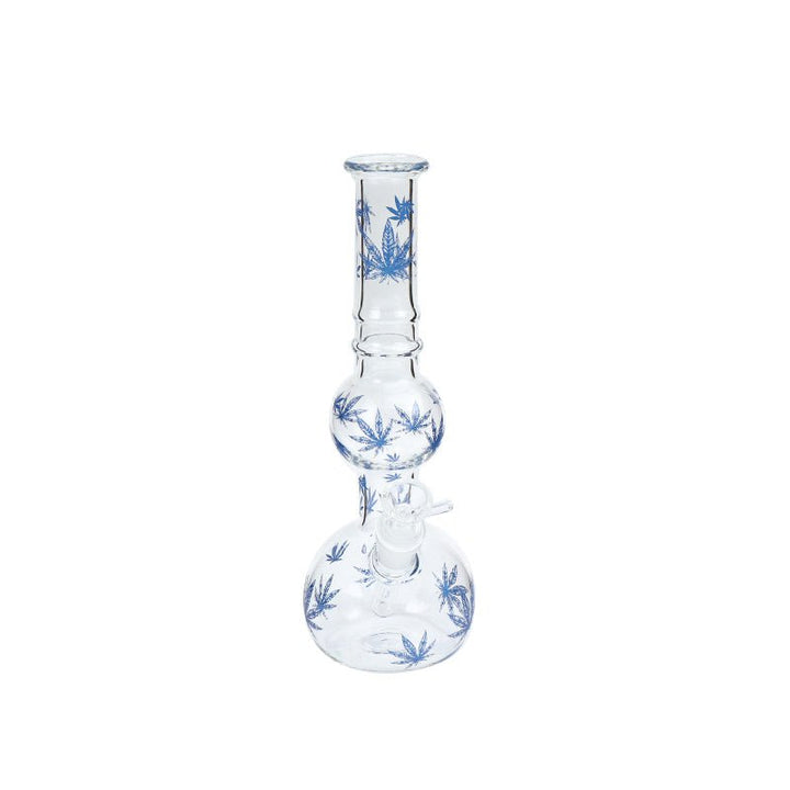 Double Ball Leaf Pattern Round Base Waterpipe 26cm - Greenhut