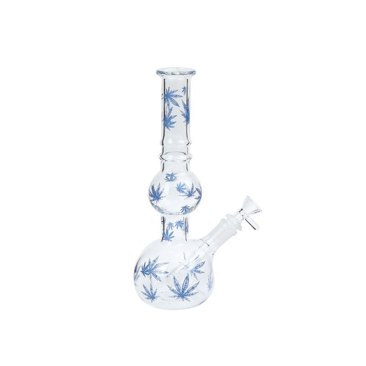 Double Ball Leaf Pattern Round Base Waterpipe 26cm - Greenhut