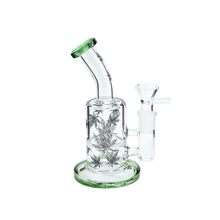 Bent Neck Honeycomb Waterpipe with Leaf Patterns 17cm - Greenhut