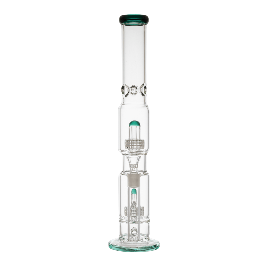 Premium Double Percolator Solid Glass Waterpipe 46cm - Greenhut