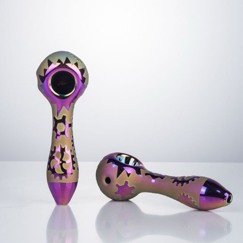 Multicolored Solid Pattern Glass Smoking Pipe 12cm - Greenhut