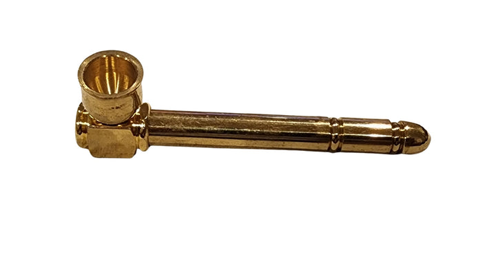 Shiny Brass Smoking Pipe 9cm