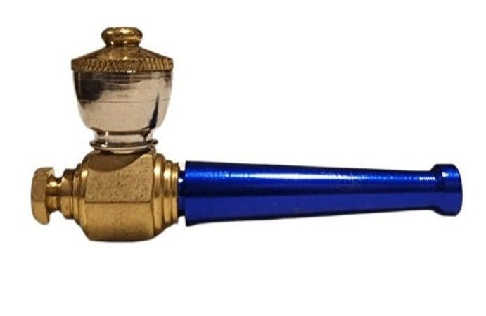 Coloured Brass & Metal Smoking Pipe 7cm