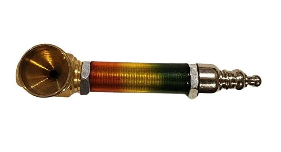 Rasta Brass & Metal Heavy Smoking Pipe 10cm