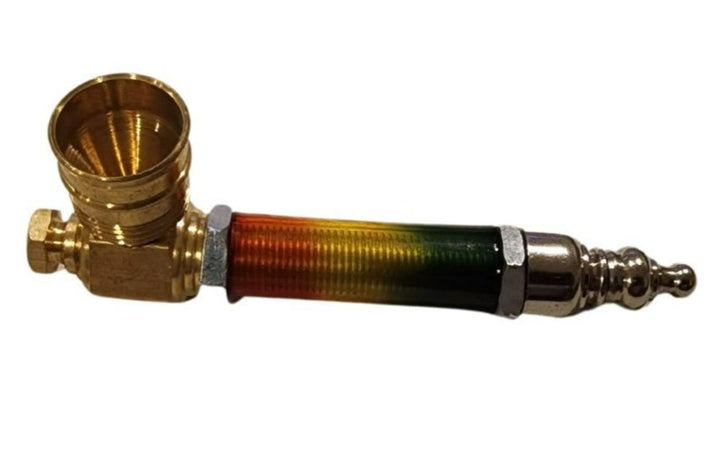 Rasta Brass & Metal Heavy Smoking Pipe 10cm