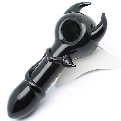 Devil Horns Black Glass Smoking Pipe - Greenhut